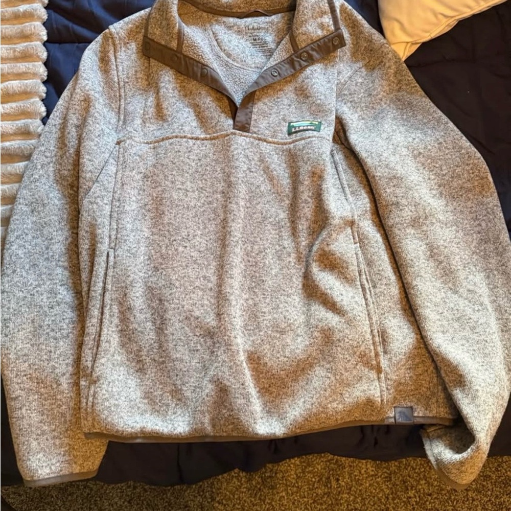 LL Bean Gray Half-Snap Fleece Pullover
